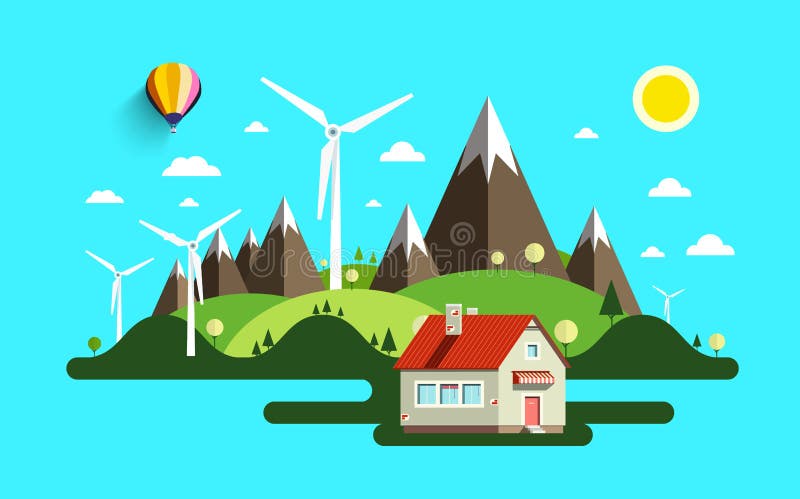 Vlak Ontwerp Abstract Landschap vector illustratie Vlak Ontwerp Abstract Landschap vector illustratie
