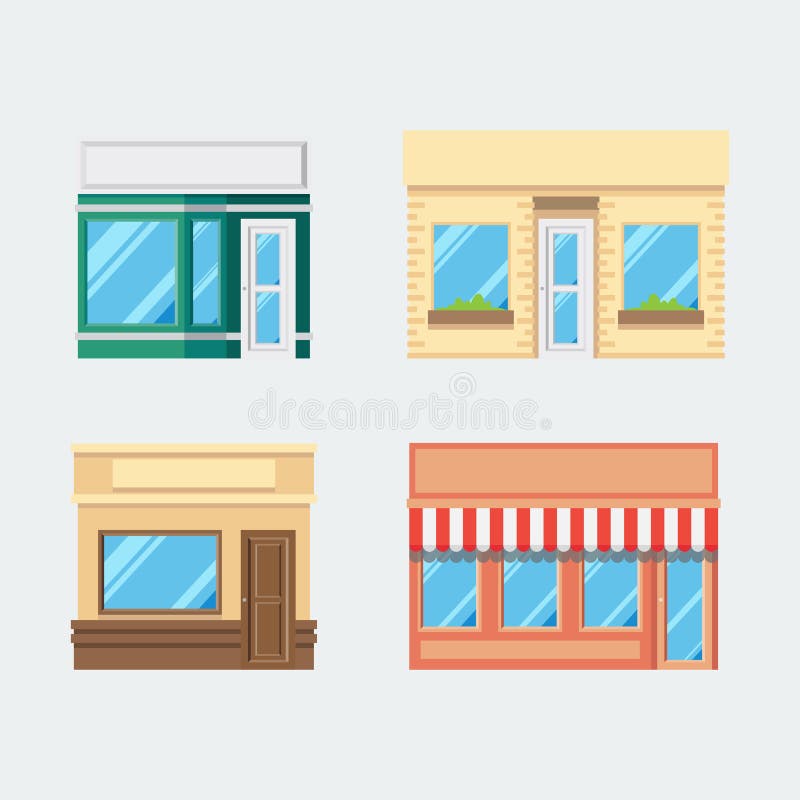 Vlak ontwerp van voorwinkelreeks stock illustratie Vlak ontwerp van voorwinkelreeks stock illustratie