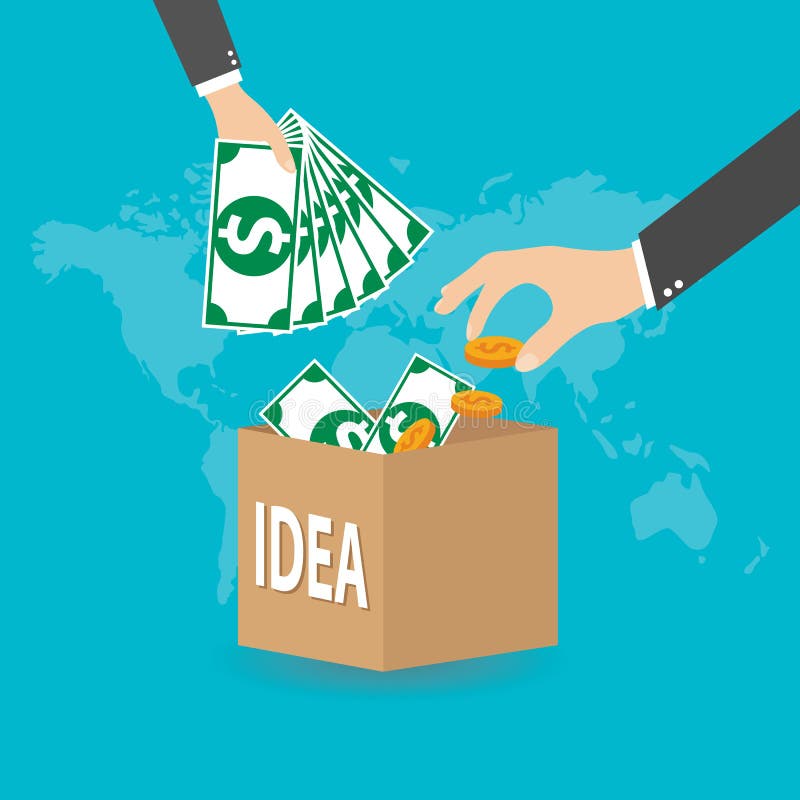 Crowdfunding concept in platte stijl, projectfinanciering, vector vector illustratie