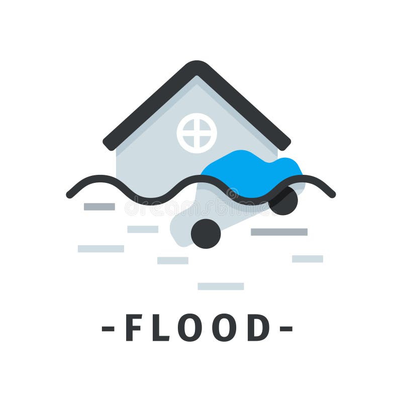Vlak vectorpictogram van overstroomde huis en auto dor klimaat in Thailand Illustratie van gevaarlijke catastrofe royalty-vrije illustratie Vlak vectorpictogram van overstroomde huis en auto dor klimaat in Thailand Illustratie van gevaarlijke catastrofe royalty-vrije illustratie