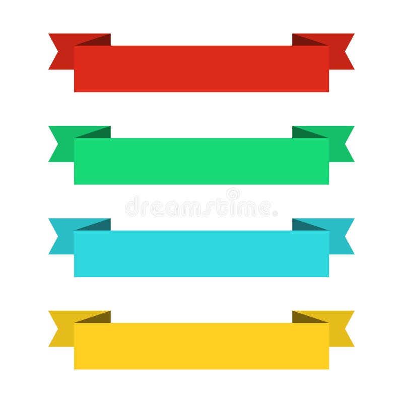 Vlakke lintenbanners Linten in vlak ontwerp Vectorreeks kleurrijke linten vector illustratie Vlakke lintenbanners Linten in vlak ontwerp Vectorreeks kleurrijke linten vector illustratie