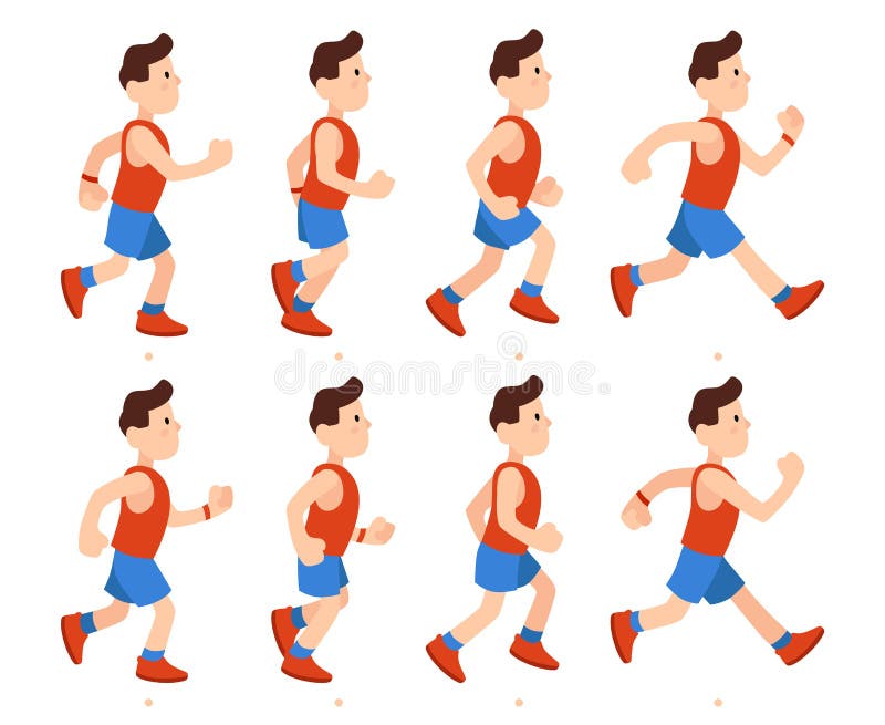 Vlakke lopende mens De atletische jongen stelt de opeenvolging van animatiekaders in werking Agentmannetje in bovenkledij, het be royalty-vrije illustratie Vlakke lopende mens De atletische jongen stelt de opeenvolging van animatiekaders in werking Agentmannetje in bovenkledij, het be royalty-vrije illustratie