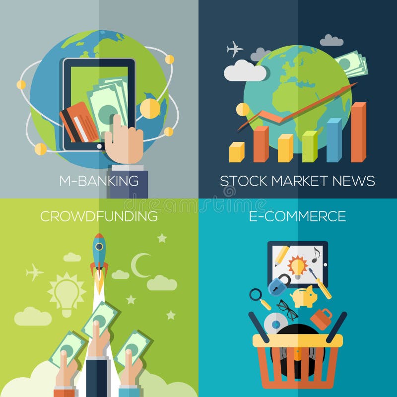 Vlakke ontwerpconcepten voor financiën, economie royalty-vrije illustratie Vlakke ontwerpconcepten voor financiën, economie royalty-vrije illustratie
