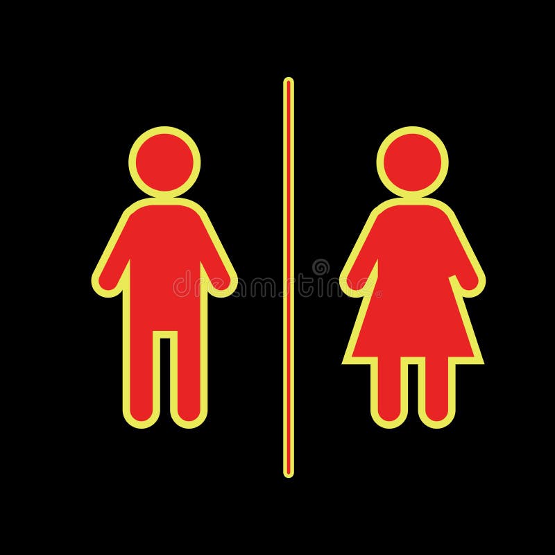 Vlakke vector: pictogram van een man en een vrouw op een zwarte achtergrond Geïsoleerd toiletteken - WC vector illustratie Vlakke vector: pictogram van een man en een vrouw op een zwarte achtergrond Geïsoleerd toiletteken - WC vector illustratie