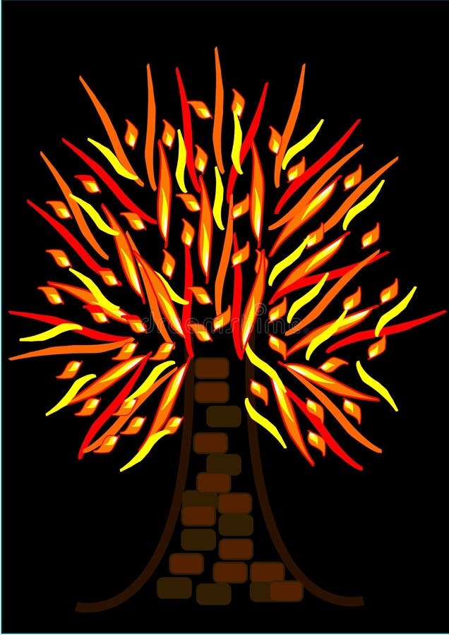 Vlammende Boom of Brandende Boom stock illustratie Vlammende Boom of Brandende Boom stock illustratie