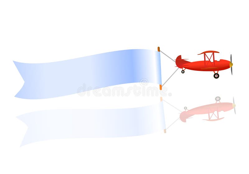 Vliegend leeg banner en vliegtuig royalty-vrije illustratie Vliegend leeg banner en vliegtuig royalty-vrije illustratie