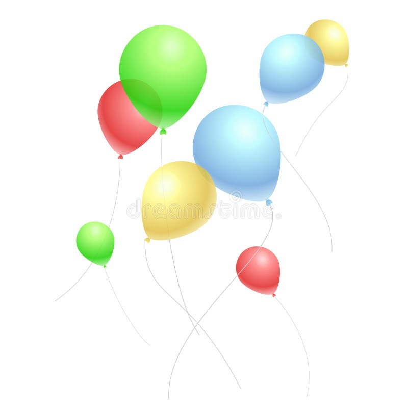 Vliegende gekleurde ballons op spatie