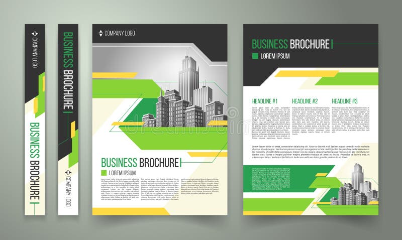 flyer, cover design of the companys annual business report, magazine page, presentation template with green elements and black white buildings. Advertising brochure of the real estate agency. flyer, cover design of the companys annual business report, magazine page, presentation template with green elements and black white buildings. Advertising brochure of the real estate agency