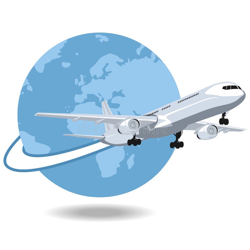 Vliegtuig vliegt rond de wereld stock illustratie