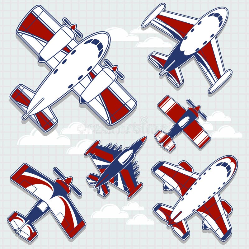 Vliegtuigenbeeldverhaal voor kinderachtige decoratie vector illustratie Vliegtuigenbeeldverhaal voor kinderachtige decoratie vector illustratie