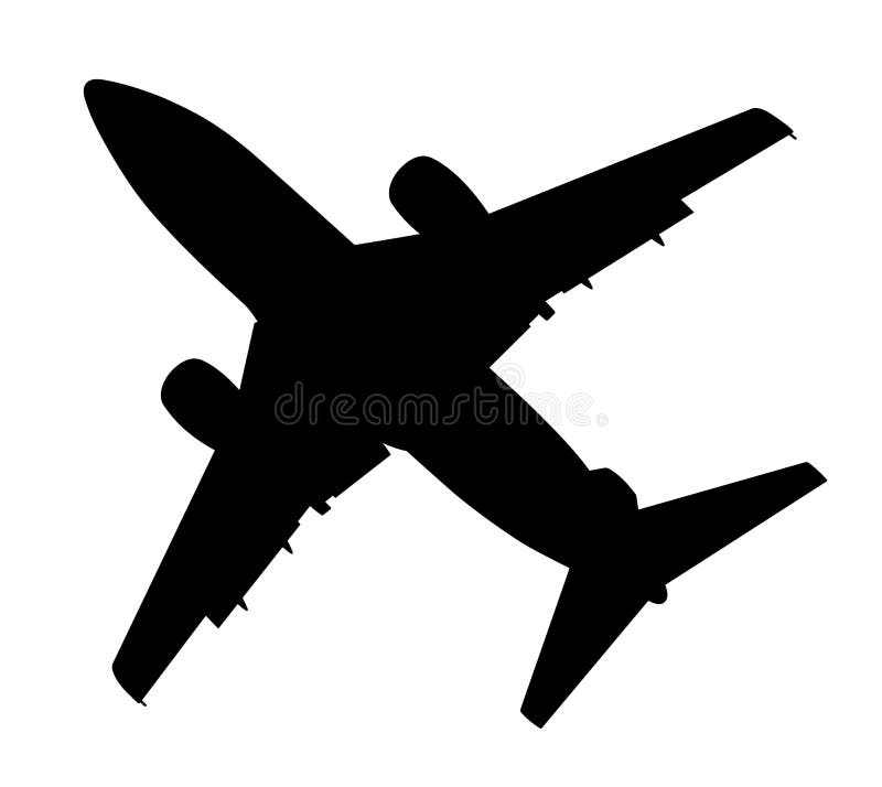 Vliegtuigsilhouet op een witte achtergrond