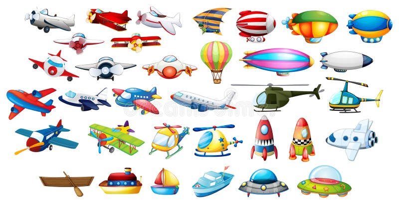 Vliegtuigspeelgoed en ballons stock illustratie Vliegtuigspeelgoed en ballons stock illustratie