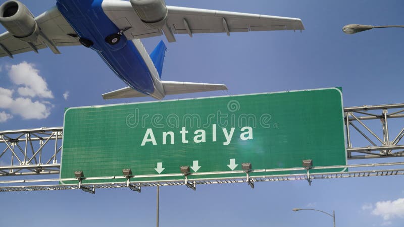 Vliegtuigstart Antalya stock footage Vliegtuigstart Antalya stock footage