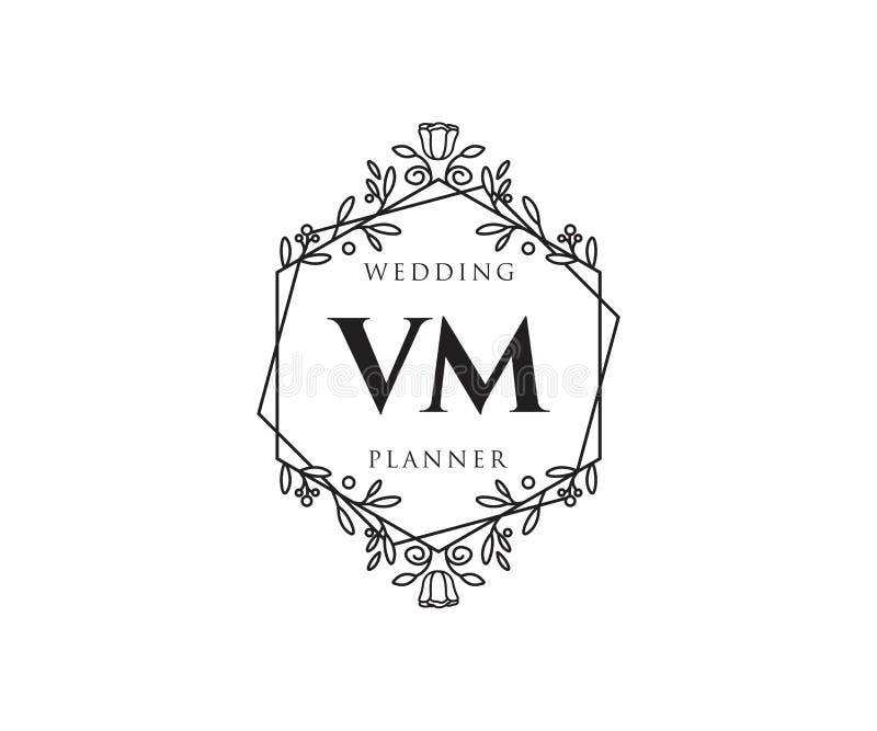 PM Initials letter Wedding monogram logos collection, hand drawn