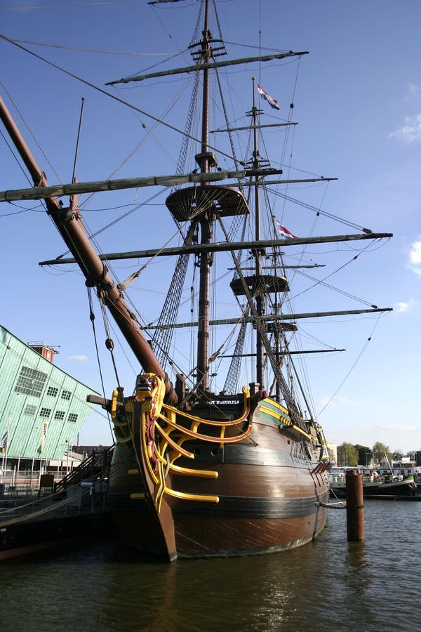 VOC ship 3 stock photo. Image of flag, amsterdam, ship 2389596