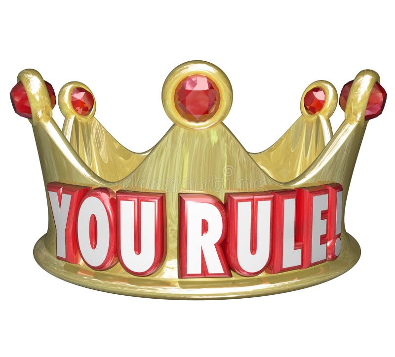 Você ordena a régua do rei Queen Monarch Top das palavras da coroa do ouro ilustração stock Você ordena a régua do rei Queen Monarch Top das palavras da coroa do ouro ilustração stock
