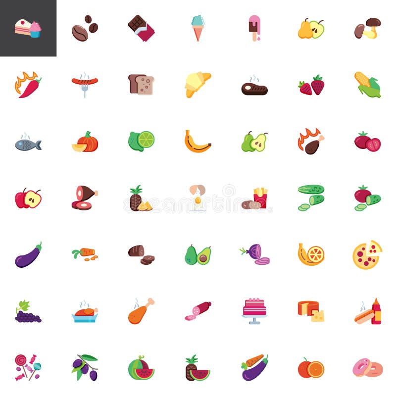 Voedsel en de inzameling van snackselementen stock illustratie Voedsel en de inzameling van snackselementen stock illustratie