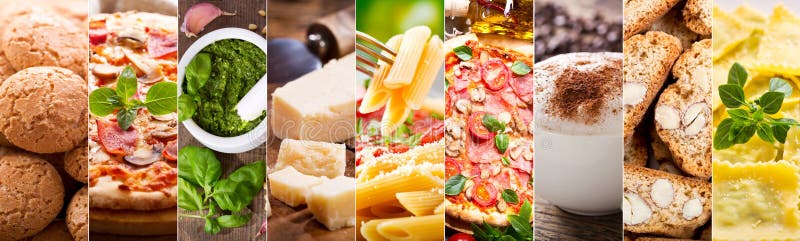 Voedselcollage van Italiaanse keuken