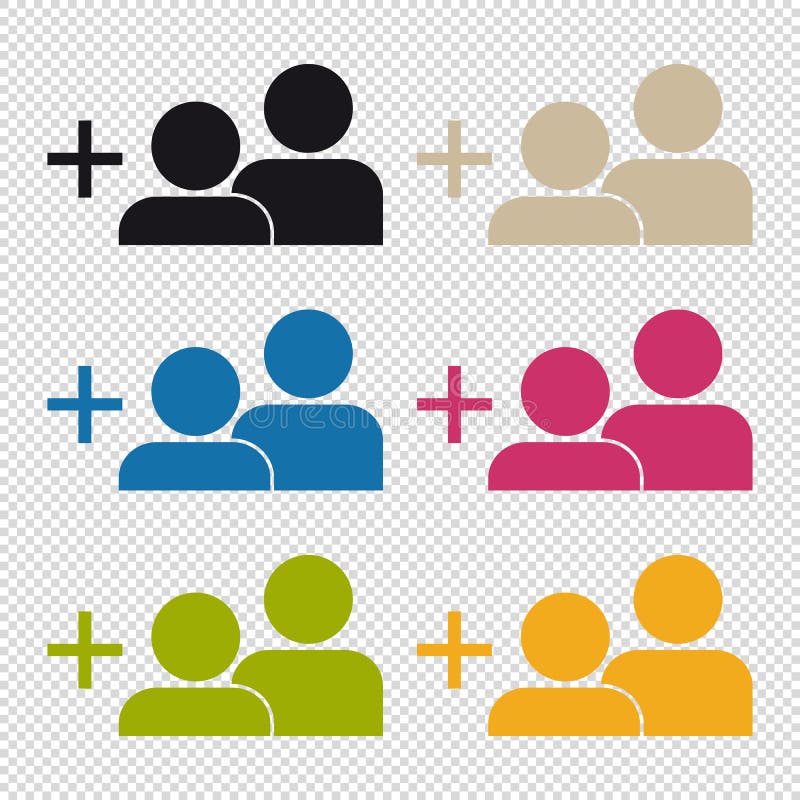 Voeg een Vriendenpictogram - Kleurrijke VectordieIllustratie toe - op Transparante Achtergrond wordt geïsoleerd stock illustratie Voeg een Vriendenpictogram - Kleurrijke VectordieIllustratie toe - op Transparante Achtergrond wordt geïsoleerd stock illustratie
