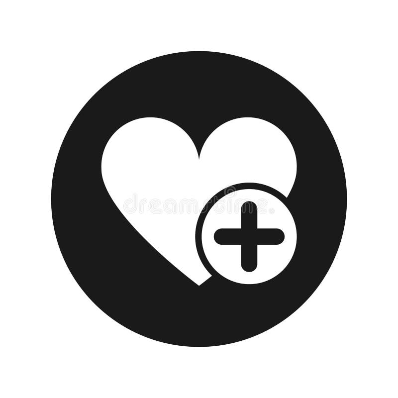 Voeg favoriete vlakke zwarte ronde de knoop vectorillustratie toe van het hartpictogram royalty-vrije illustratie Voeg favoriete vlakke zwarte ronde de knoop vectorillustratie toe van het hartpictogram royalty-vrije illustratie