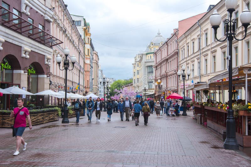 Voetarbat-straat in centrum van Moskou, Rusland royalty-vrije stock afbeelding Voetarbat-straat in centrum van Moskou, Rusland royalty-vrije stock afbeelding