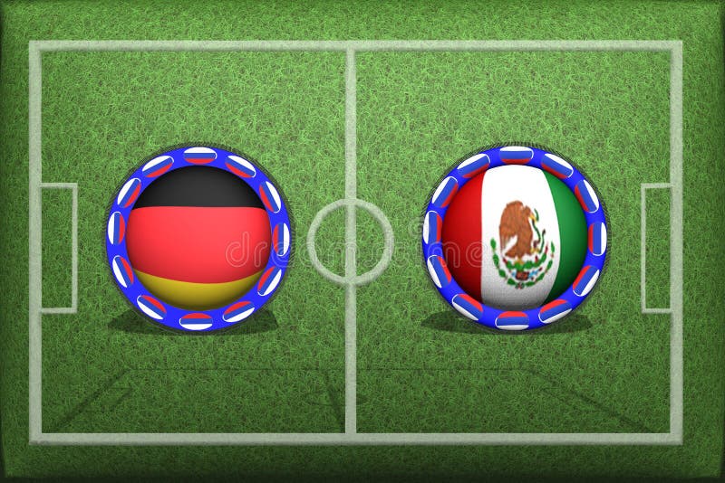 Voetbal, Wereldbeker 2018, Spelgroep F, Duitsland Mexico, stock illustratie Voetbal, Wereldbeker 2018, Spelgroep F, Duitsland Mexico, stock illustratie
