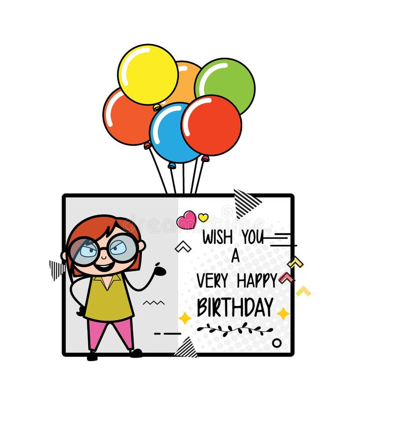 Voeux De Bon Anniversaire Du Professeur De Dessin Illustration De Vecteur Illustration Du Drole Professionnel