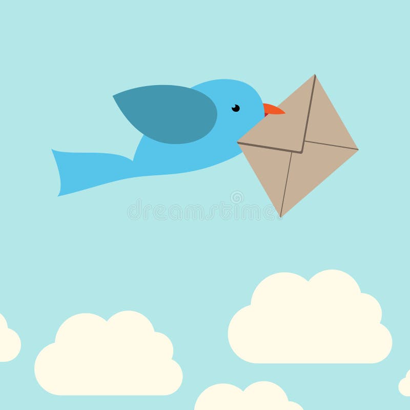 Vogel dragende envelop royalty-vrije illustratie Vogel dragende envelop royalty-vrije illustratie