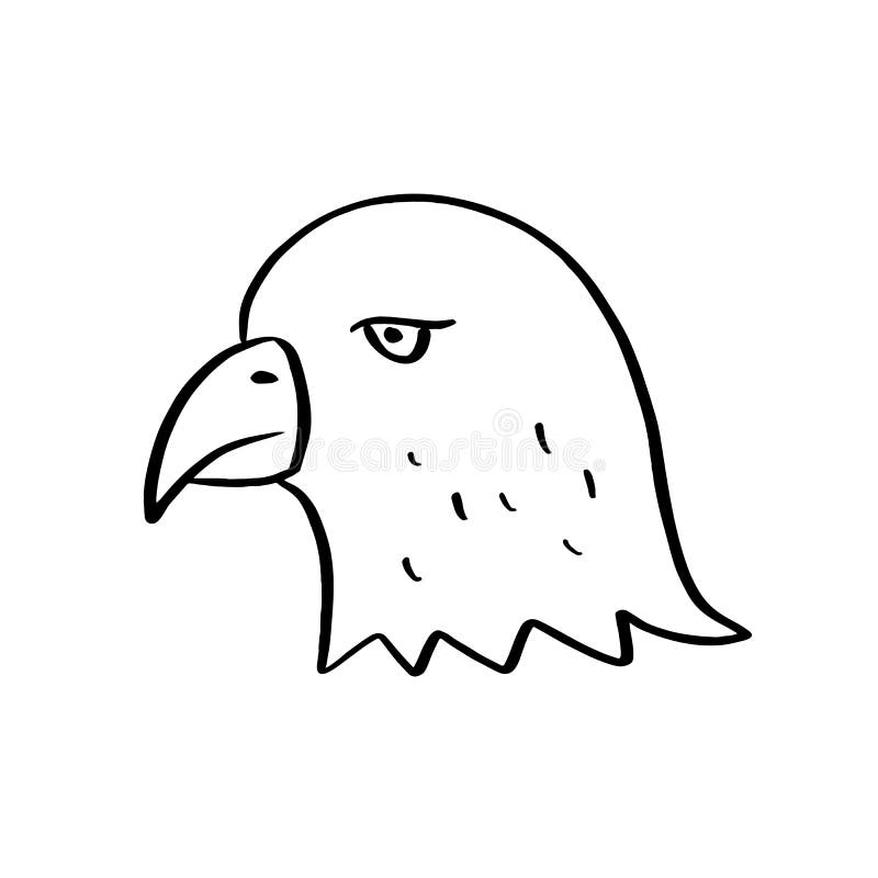 Vogelhaupthandgezogene Illustration. Linie Kunstdruckentwurf. Tätowierungskunst Falkevogellogo oder vektor abbildung