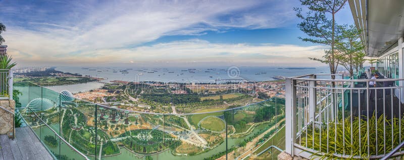 Bird's eye view picture of gardens by the Bay in Singapore in the year 2012 during daytime. Bird's eye view picture of gardens by the Bay in Singapore in the year 2012 during daytime