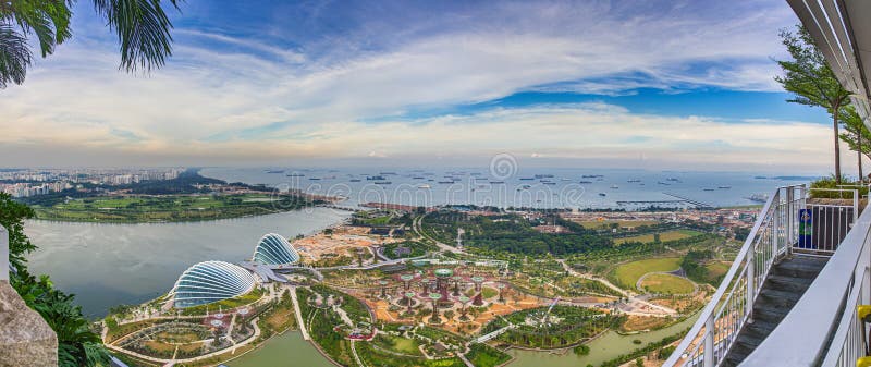 Bird's eye view picture of gardens by the Bay in Singapore in the year 2012 during daytime. Bird's eye view picture of gardens by the Bay in Singapore in the year 2012 during daytime