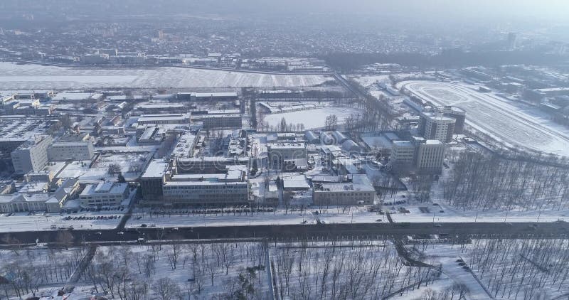 Vogelperspektive der Stadt am Winter