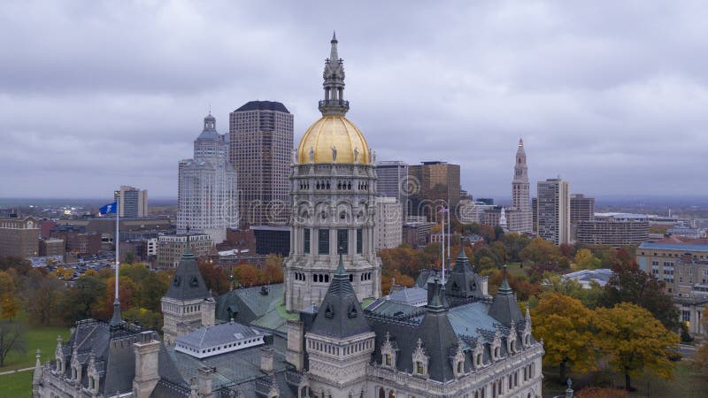 Vogelperspektive Hartfords Connecticut errichtendes Statehouse-Hauptstadtzentrum lizenzfreies stockbild Vogelperspektive Hartfords Connecticut errichtendes Statehouse-Hauptstadtzentrum lizenzfreies stockbild