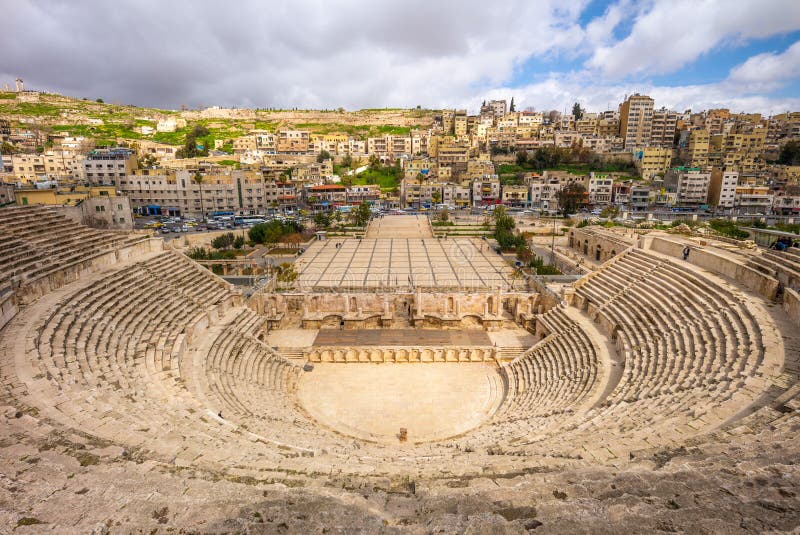 Vogelperspektive von Roman Theatre in Amman, Jordanien