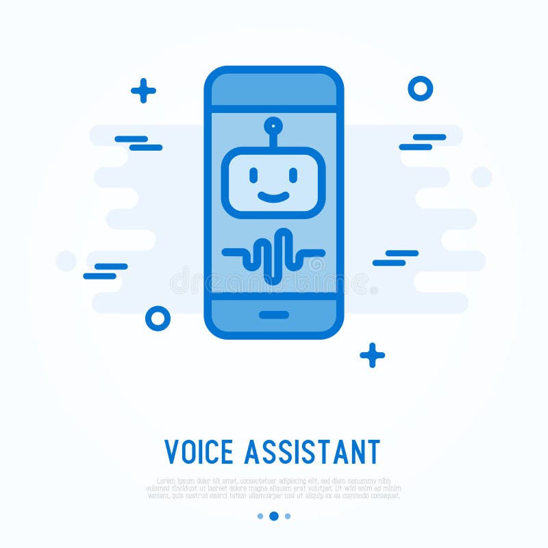 Voice assistant on smartphone thin line icon royalty free illustration Voice assistant on smartphone thin line icon royalty free illustration