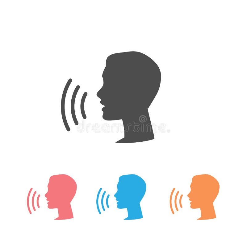 Voice control icon set. Speak or talk recognition linear icon, speaking and talking command, sound commander or speech