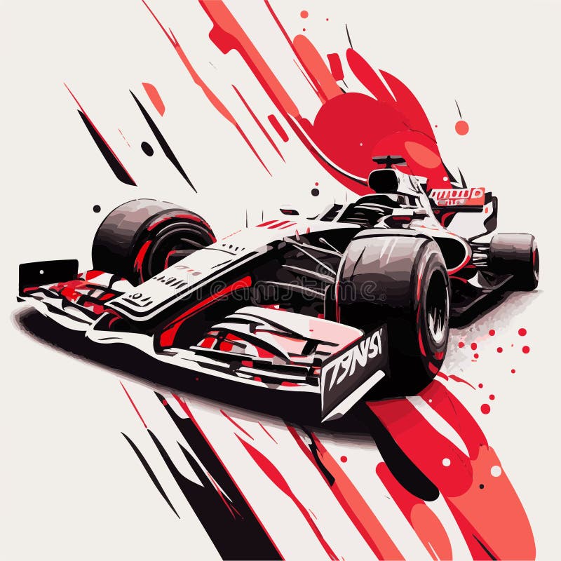 Poster Formule 1 Voiture de course rouge 