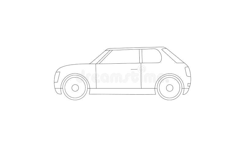 electric Petrol or gasoline car models. Two-door fuel economy compact car for couple or family usage. Side view lineart. electric Petrol or gasoline car models. Two-door fuel economy compact car for couple or family usage. Side view lineart.