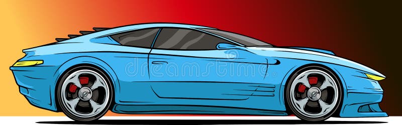 Voiture de course bleue moderne fraîche de sport de bande dessinée illustration libre de droits Voiture de course bleue moderne fraîche de sport de bande dessinée illustration libre de droits