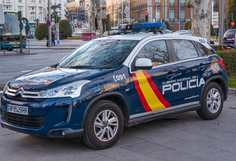 Voiture De Police Espagnole à Madrid Image stock éditorial Image du