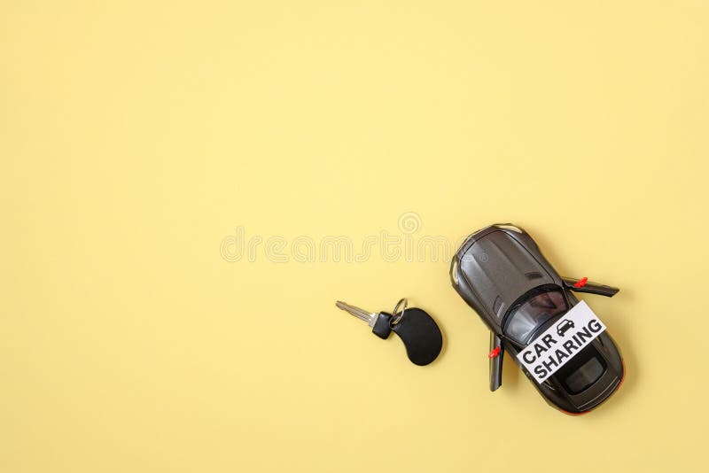 Voiture partageant le concept de service Mod?le de voiture, signe des textes image libre de droits Voiture partageant le concept de service Mod?le de voiture, signe des textes image libre de droits
