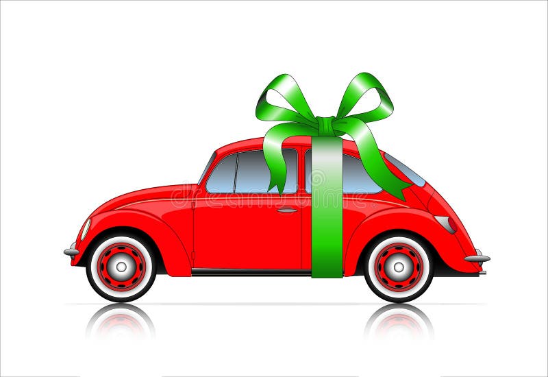 Voiture et cadeau de ruban illustration stock. Illustration du voiture -  77145509