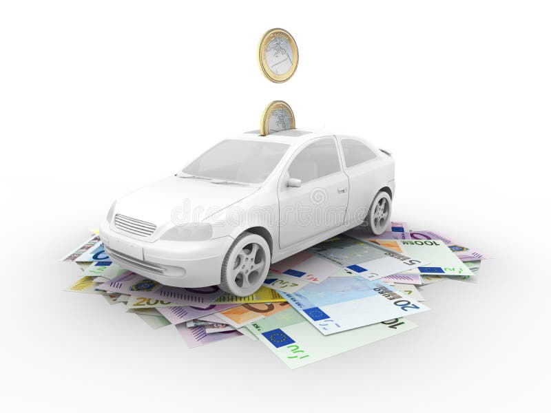 Voiture sur d'euro factures illustration libre de droits Voiture sur d'euro factures illustration libre de droits