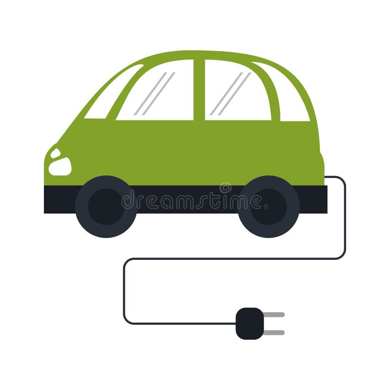 Voiture électrique avec le fil et la prise illustration de vecteur Voiture électrique avec le fil et la prise illustration de vecteur