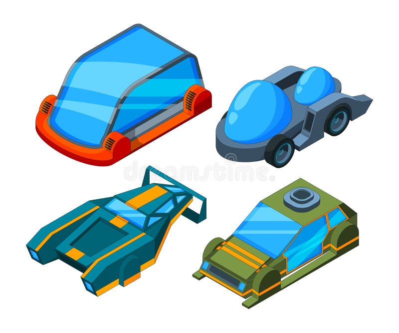 Voitures isométriques futuristes Poly automobiles futuristes du vecteur 3d bas illustration libre de droits Voitures isométriques futuristes Poly automobiles futuristes du vecteur 3d bas illustration libre de droits