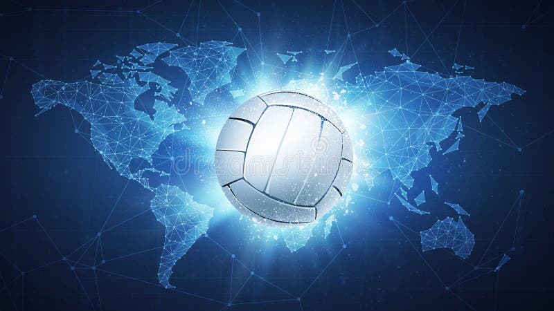 Vol de boule de volleyball sur le fond de carte du monde illustration de vecteur Vol de boule de volleyball sur le fond de carte du monde illustration de vecteur