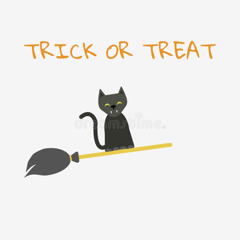 Vol de chat noir sur un manche à balai illustration stock Vol de chat noir sur un manche à balai illustration stock