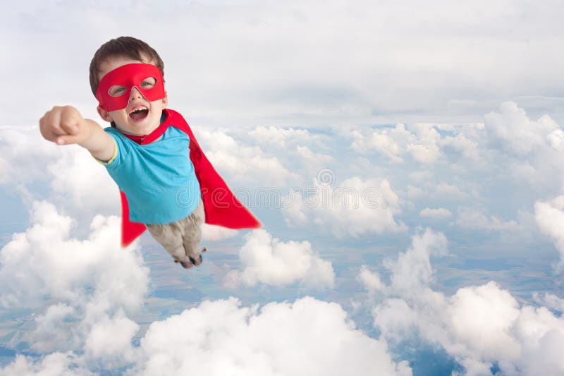 Vol de garçon d'enfant de super héros