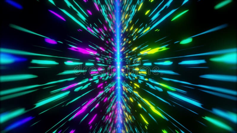 Vol de transmission de données de courant futuriste coloré de néon dans le rendu technologic numérique de l'animation 3d