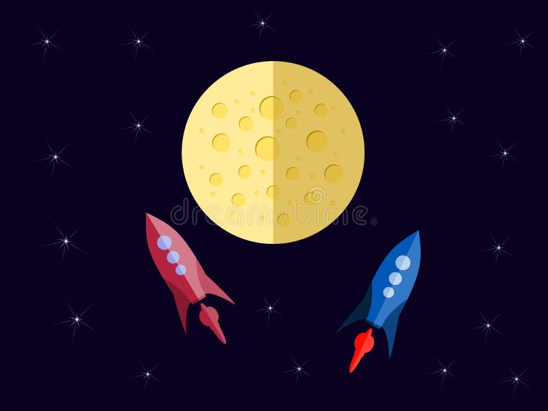 Vol à Mars Vaisseau spatial dans l'espace dans un style plat L'espace extérieur illustration libre de droits Vol à Mars Vaisseau spatial dans l'espace dans un style plat L'espace extérieur illustration libre de droits